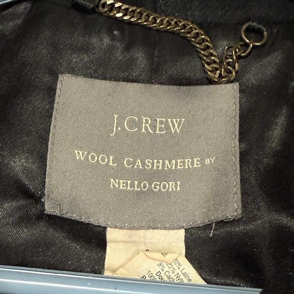 J Crew Nello Gori Italian Wool & Cashmere Toggle Button Stadium Coat Black Sz 6 - Picture 4 of 8